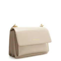 Isabel Bernard Femme Forte Valerie taupe leren schoudertas van kalfsleer Clearance