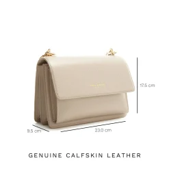 Isabel Bernard Femme Forte Valerie taupe leren schoudertas van kalfsleer Clearance