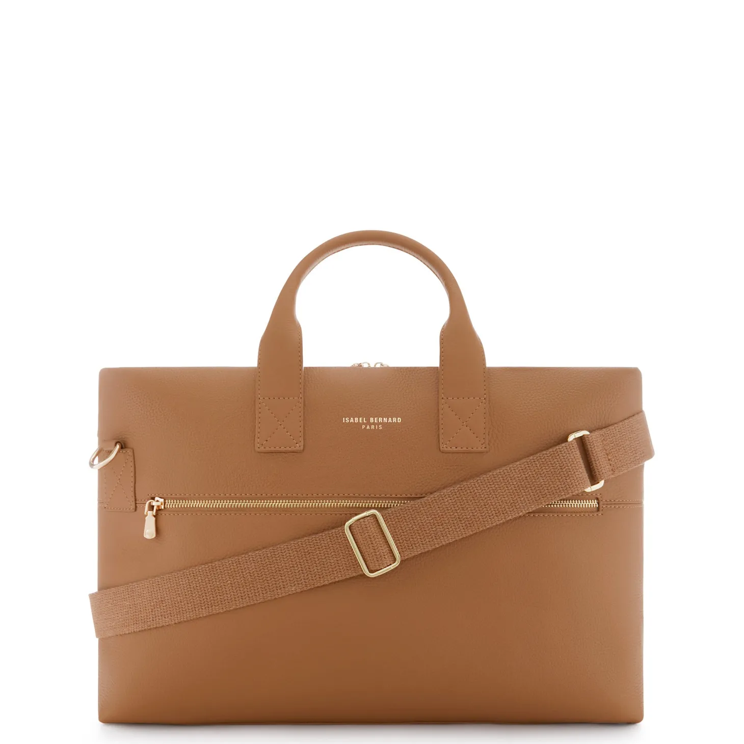 Isabel Bernard Honoré Anique camel leren handtas van kalfsleer met 16.4 inch laptopvak Cheap