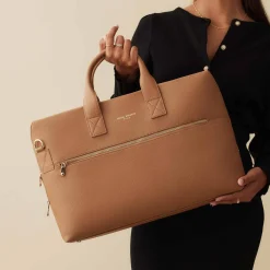 Isabel Bernard Honoré Anique camel leren handtas van kalfsleer met 16.4 inch laptopvak Cheap