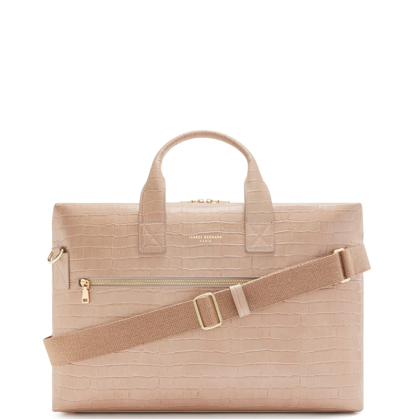 Isabel Bernard Honoré Anique croco beige leren handtas van kalfsleer met laptopvak Shop