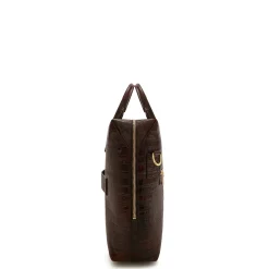 Isabel Bernard Honoré Anique croco bruine leren handtas van kalfsleer met 16.4 inch laptopvak Cheap