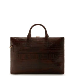 Isabel Bernard Honoré Anique croco bruine leren handtas van kalfsleer met 16.4 inch laptopvak Cheap