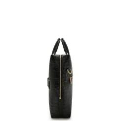 Isabel Bernard Honoré Anique croco zwarte leren handtas van kalfsleer met 16.4 inch laptopvak Best
