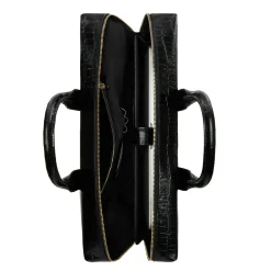 Isabel Bernard Honoré Anique croco zwarte leren handtas van kalfsleer met 16.4 inch laptopvak Best