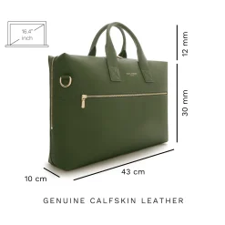 Isabel Bernard Honoré Anique groene leren handtas van kalfsleer met 16.4 inch laptopvak Shop