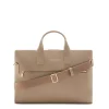 Isabel Bernard Honoré Anique taupe leren handtas van kalfsleer met 16.4 inch laptopvak Best Sale
