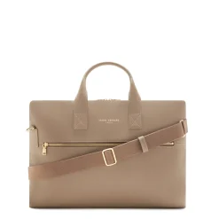 Isabel Bernard Honoré Anique taupe leren handtas van kalfsleer met 16.4 inch laptopvak Best Sale