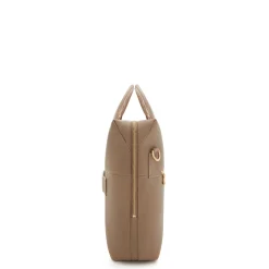 Isabel Bernard Honoré Anique taupe leren handtas van kalfsleer met 16.4 inch laptopvak Best Sale