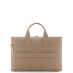 Isabel Bernard Honoré Anique taupe leren handtas van kalfsleer met 16.4 inch laptopvak Best Sale