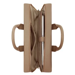 Isabel Bernard Honoré Anique taupe leren handtas van kalfsleer met 16.4 inch laptopvak Best Sale