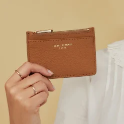 Isabel Bernard Honoré Aveline camel leren pasjeshouder van kalfsleer Sale