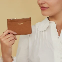 Isabel Bernard Honoré Aveline camel leren pasjeshouder van kalfsleer Sale