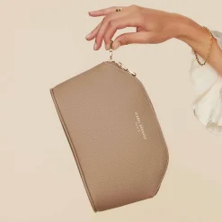 Isabel Bernard Honoré Brunelle taupe leren toilettas van kalfsleer Flash Sale