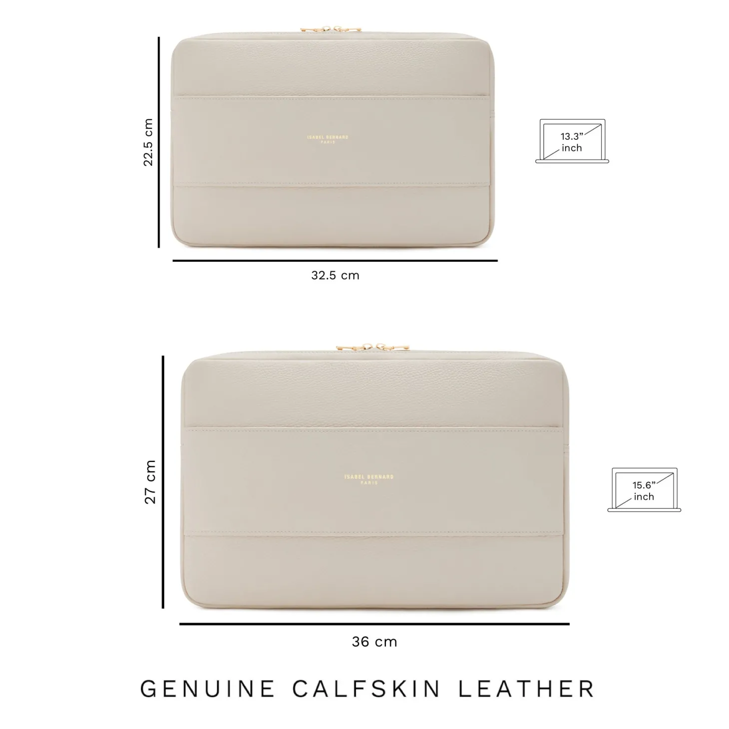 Isabel Bernard Honoré Caress crème leren laptop hoes van kalfsleer Cheap