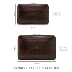 Isabel Bernard Honoré Caress croco bruine leren laptop hoes van kalfsleer New