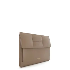 Isabel Bernard Honoré Caroline taupe leren laptop hoes van gevlochten kalfsleer Store