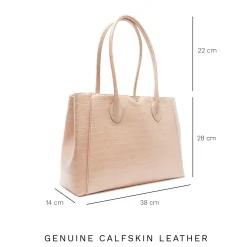 Isabel Bernard Honoré Cloe croco beige leren handtas van kalfsleer Fashion