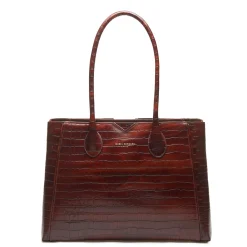Isabel Bernard Honoré Cloe croco bruine leren handtas van kalfsleer Outlet