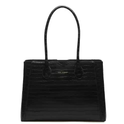 Isabel Bernard Honoré Cloe croco zwarte leren handtas van kalfsleer Sale