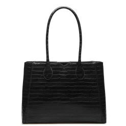 Isabel Bernard Honoré Cloe croco zwarte leren handtas van kalfsleer Sale