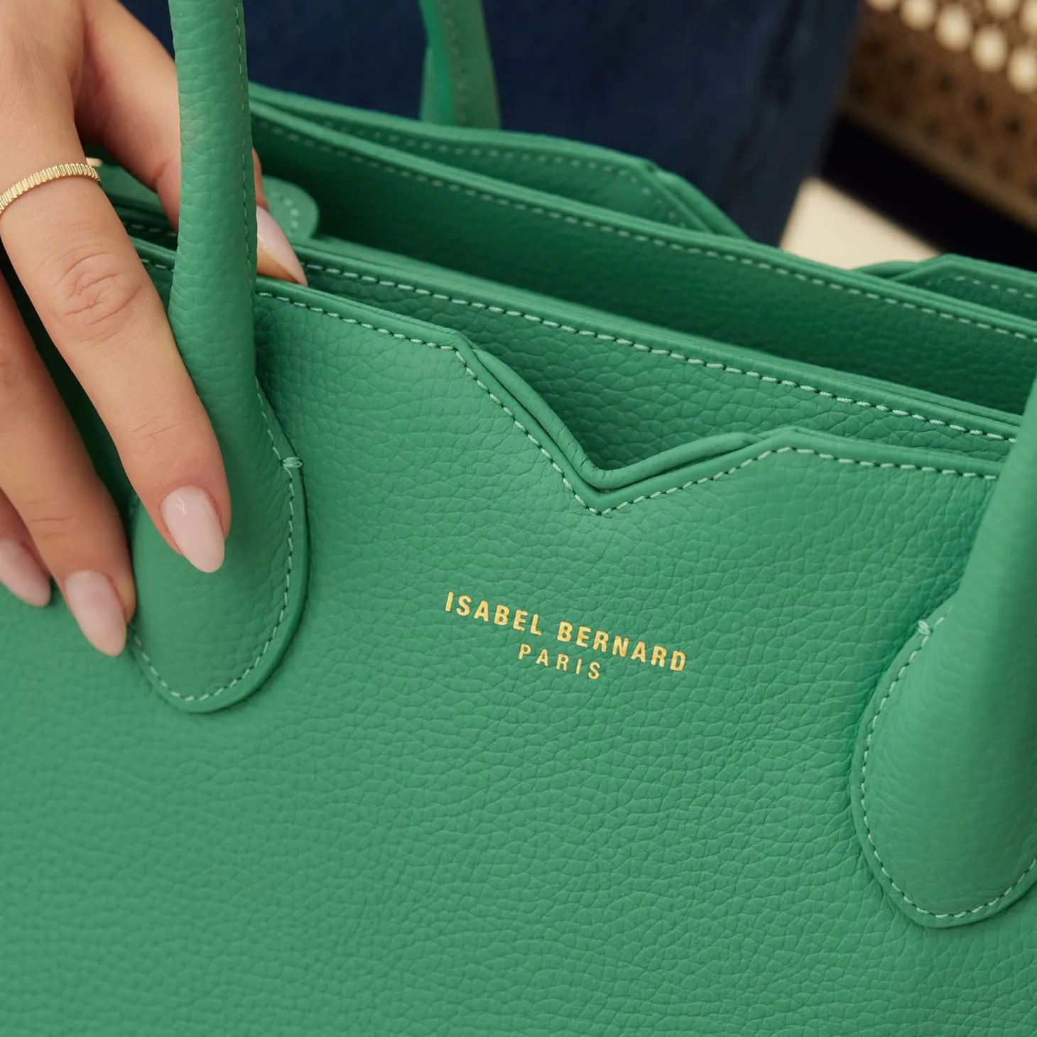 Isabel Bernard Honoré Cloe groene leren handtas van kalfsleer New