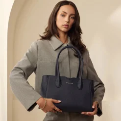 Isabel Bernard Honoré Cloe Midi blauwe leren handtas van kalfsleer Discount