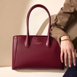 Isabel Bernard Honoré Cloe Midi bordeaux leren handtas van kalfsleer Fashion