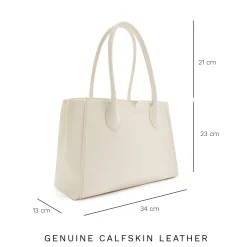 Isabel Bernard Honoré Cloe Midi crème leren handtas van kalfsleer New