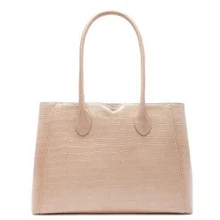 Isabel Bernard Honoré Cloe Midi croco beige leren handtas van kalfsleer Shop