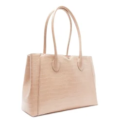Isabel Bernard Honoré Cloe Midi croco beige leren handtas van kalfsleer Shop