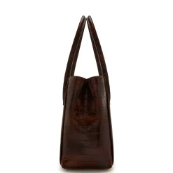 Isabel Bernard Honoré Cloe Midi croco bruine leren handtas van kalfsleer Sale