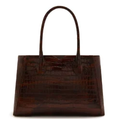 Isabel Bernard Honoré Cloe Midi croco bruine leren handtas van kalfsleer Sale