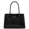 Isabel Bernard Honoré Cloe Midi croco zwarte leren handtas van kalfsleer Sale