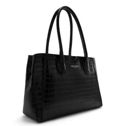 Isabel Bernard Honoré Cloe Midi croco zwarte leren handtas van kalfsleer Sale