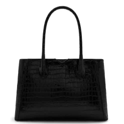 Isabel Bernard Honoré Cloe Midi croco zwarte leren handtas van kalfsleer Sale