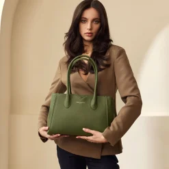 Isabel Bernard Honoré Cloe Midi groene leren handtas van kalfsleer Cheap