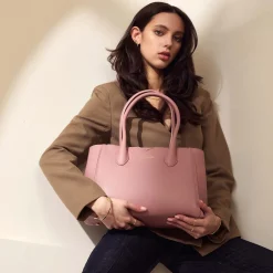 Isabel Bernard Honoré Cloe Midi roze leren handtas van kalfsleer Online