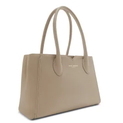 Isabel Bernard Honoré Cloe Midi taupe leren handtas van kalfsleer Store