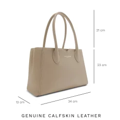 Isabel Bernard Honoré Cloe Midi taupe leren handtas van kalfsleer Store