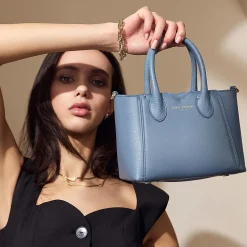 Isabel Bernard Honoré Cloe Mini blauwe leren handtas van kalfsleer New