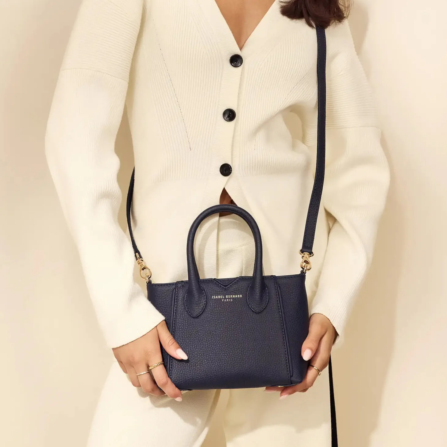 Isabel Bernard Honoré Cloe Mini blauwe leren handtas van kalfsleer Flash Sale