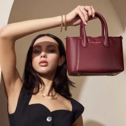 Isabel Bernard Honoré Cloe Mini bordeaux leren handtas van kalfsleer Cheap