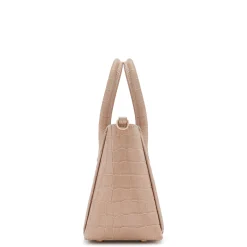 Isabel Bernard Honoré Cloe Mini croco beige leren handtas van kalfsleer New