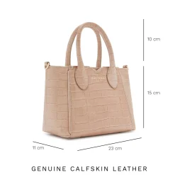 Isabel Bernard Honoré Cloe Mini croco beige leren handtas van kalfsleer New