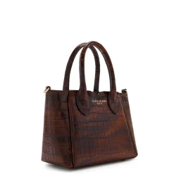 Isabel Bernard Honoré Cloe Mini croco bruine leren handtas van kalfsleer Hot