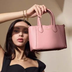 Isabel Bernard Honoré Cloe Mini roze leren handtas van kalfsleer Fashion