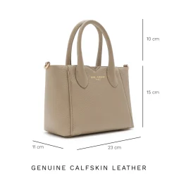 Isabel Bernard Honoré Cloe Mini taupe leren handtas van kalfsleer Shop