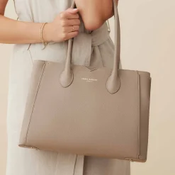 Isabel Bernard Honoré Cloe taupe leren handtas van kalfsleer Best Sale