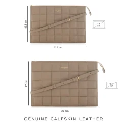 Isabel Bernard Honoré Cosette taupe leren laptop hoes van gevlochten kalfsleer met schouderriem Fashion
